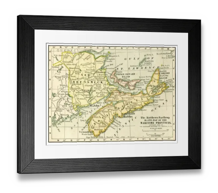 Framed Print : New Brunswick and Nova Scotia map 1898 Framed Print : New Brunswick and Nova Scotia map 1898