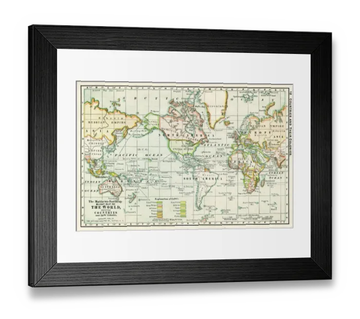 Framed Print : Map of the World 1881 Framed Print : Map of the World 1881