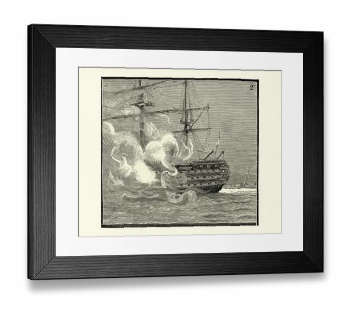 Framed Print : HMS Duke of Wellington, firing a slaute, 19th Century Framed Print : HMS Duke of Wellington, firing a slaute, 19th Century