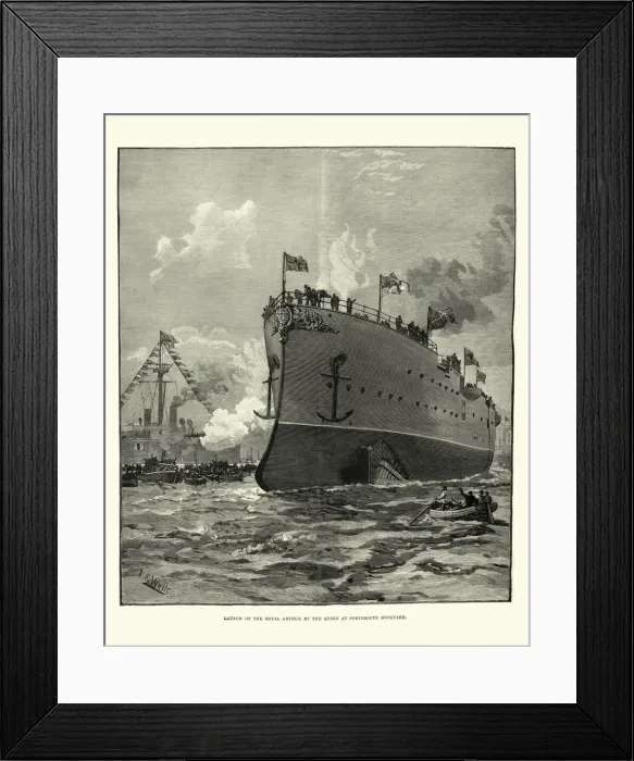 Framed Print : Launch of HMS Royal Arthur Royal navy cruiser, 19th Century Framed Print : Launch of HMS Royal Arthur Royal navy cruiser, 19th Century