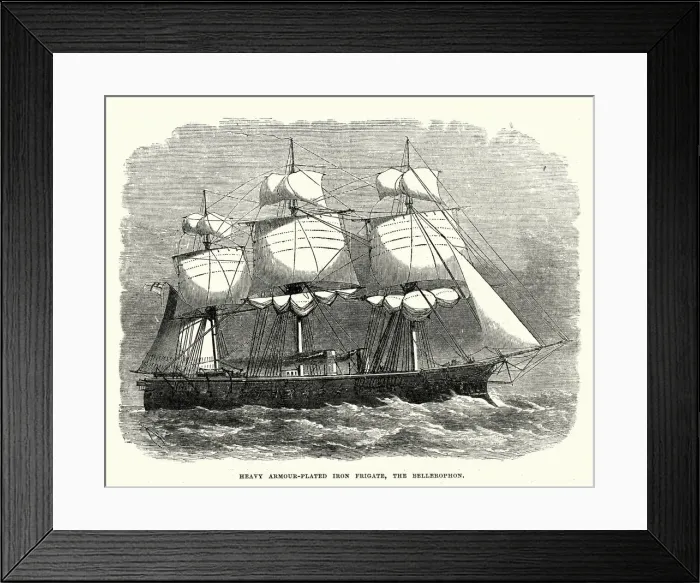 Framed Print : British Royal Navy Warships - HMS Bellerophon (1865) Framed Print : British Royal Navy Warships - HMS Bellerophon (1865)