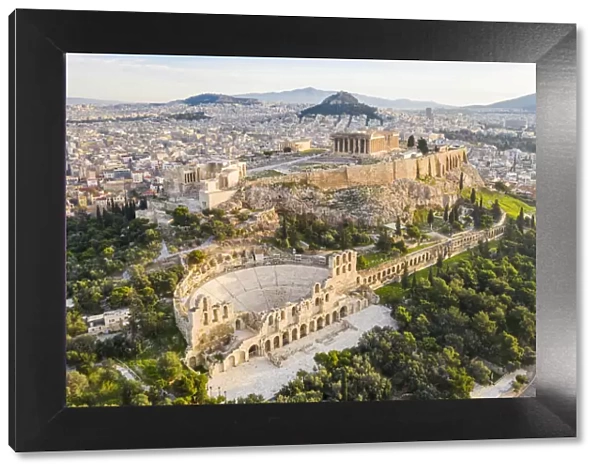 Aerial photo of the Acropolis and the Odeon of Herodes Atticus