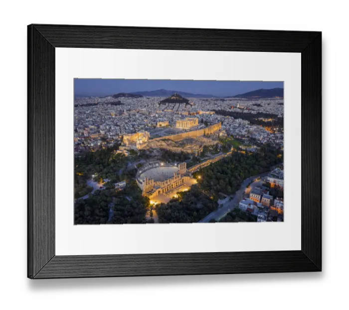 Framed Print : Aerial photo of the Acropolis and the theater of Herodes Atticus in Athens, Greece Framed Print : Aerial photo of the Acropolis and the theater of Herodes Atticus in Athens, Greece