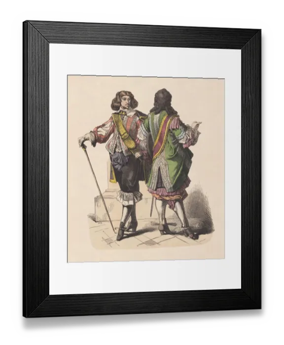Framed Print : French cavalaiers, late 17th century, hand-colored wood engraving, published c. 1880 Framed Print : French cavalaiers, late 17th century, hand-colored wood engraving, published c. 1880