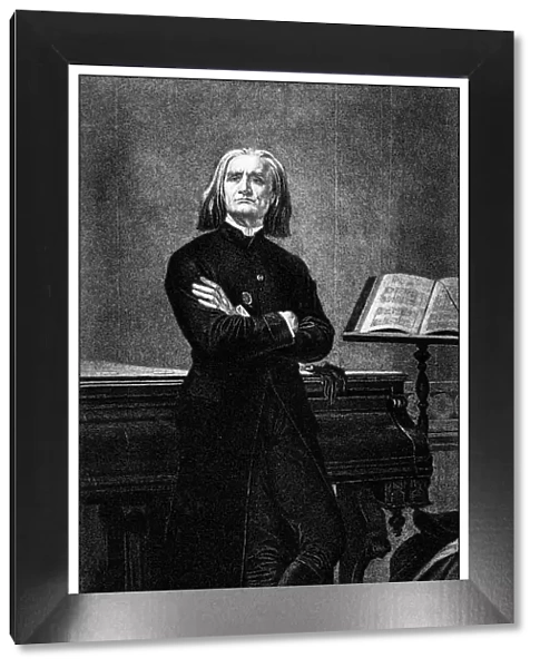 Antique illustration of important people of the past: Franz Liszt