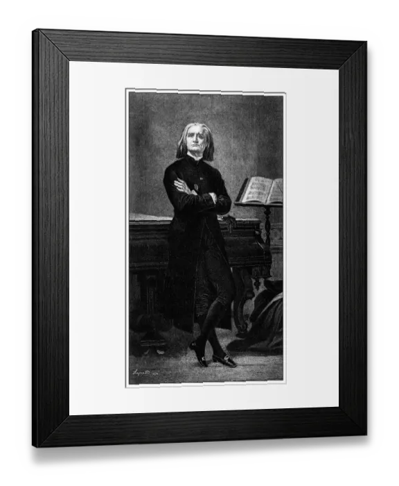 Framed Print : Antique illustration of important people of the past: Franz Liszt