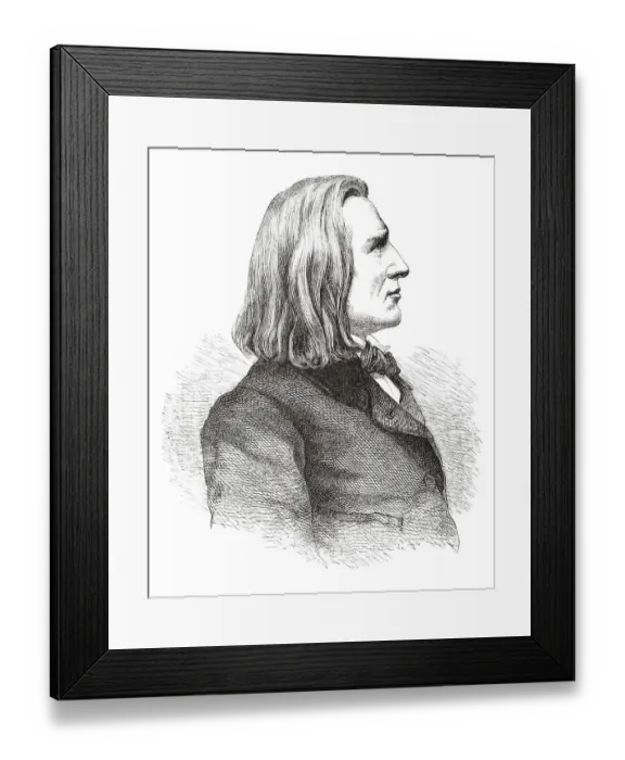 Framed Print : Engraving of composer Franz Liszt from 1882