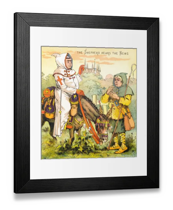 Framed Print : Antique illustration from fables picture book: The king and the abbot of Canterbury Framed Print : Antique illustration from fables picture book: The king and the abbot of Canterbury