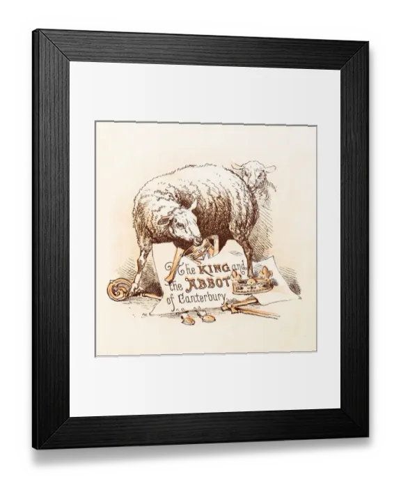 Framed Print : Antique illustration from fables picture book: The king and the abbot of Canterbury