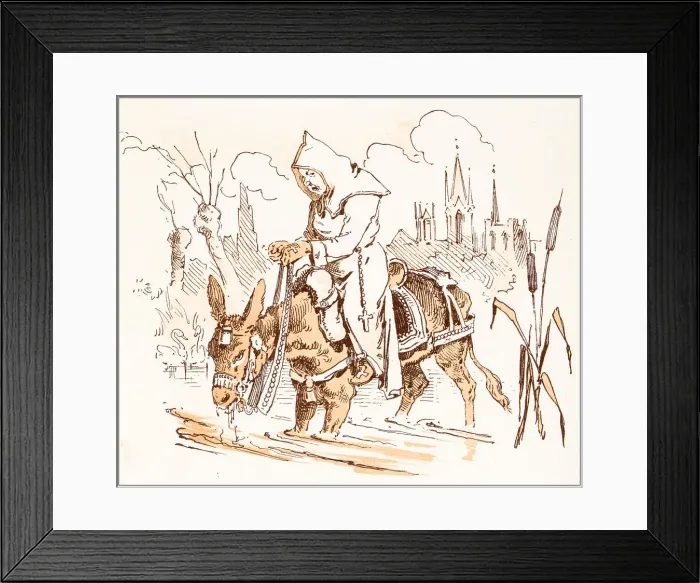 Framed Print : Antique illustration from fables picture book: The king and the abbot of Canterbury