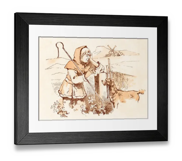 Framed Print : Antique illustration from fables picture book: The king and the abbot of Canterbury