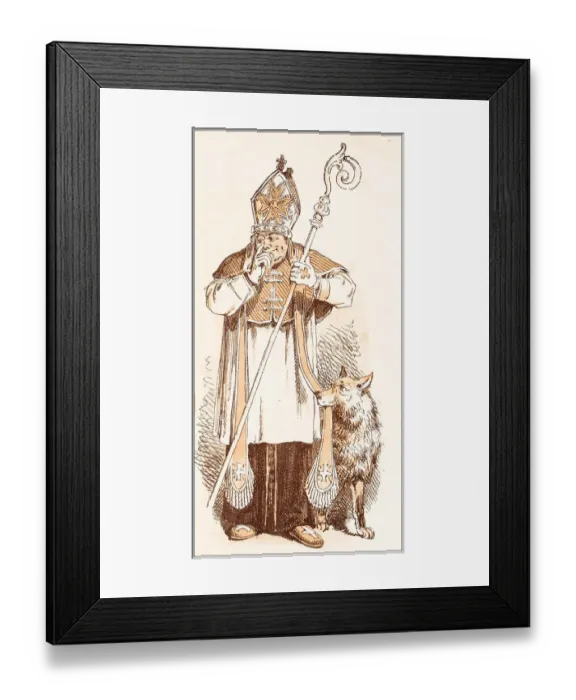 Framed Print : Antique illustration from fables picture book: The king and the abbot of Canterbury