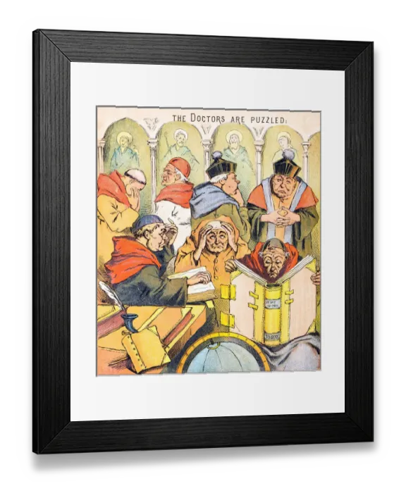 Framed Print : Antique illustration from fables picture book: The king and the abbot of Canterbury