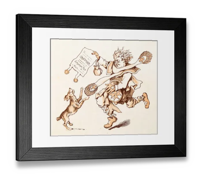 Framed Print : Antique illustration from fables picture book: The king and the abbot of Canterbury Framed Print : Antique illustration from fables picture book: The king and the abbot of Canterbury