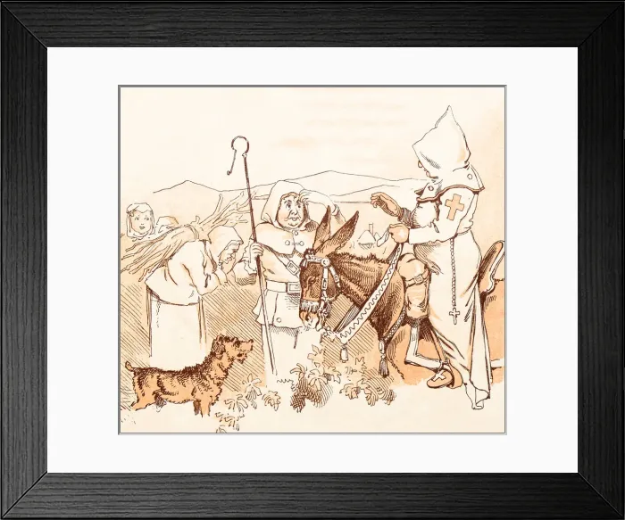 Framed Print : Antique illustration from fables picture book: The king and the abbot of Canterbury Framed Print : Antique illustration from fables picture book: The king and the abbot of Canterbury