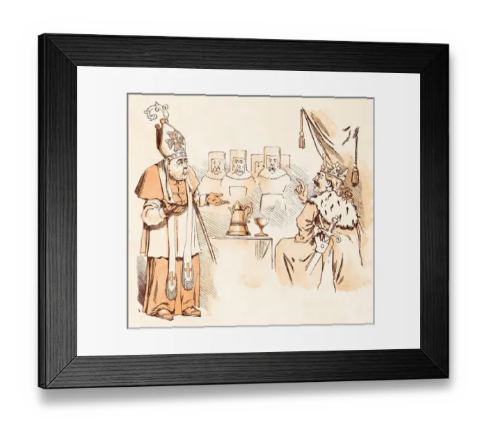 Framed Print : Antique illustration from fables picture book: The king and the abbot of Canterbury Framed Print : Antique illustration from fables picture book: The king and the abbot of Canterbury