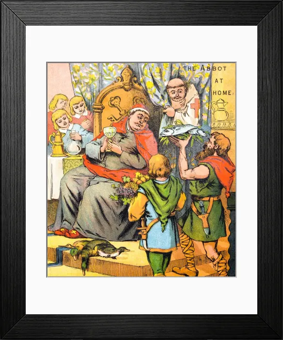 Framed Print : Antique illustration from fables picture book: The king and the abbot of Canterbury Framed Print : Antique illustration from fables picture book: The king and the abbot of Canterbury