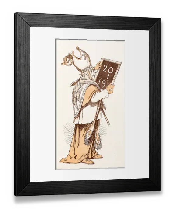 Framed Print : Antique illustration from fables picture book: The king and the abbot of Canterbury Framed Print : Antique illustration from fables picture book: The king and the abbot of Canterbury