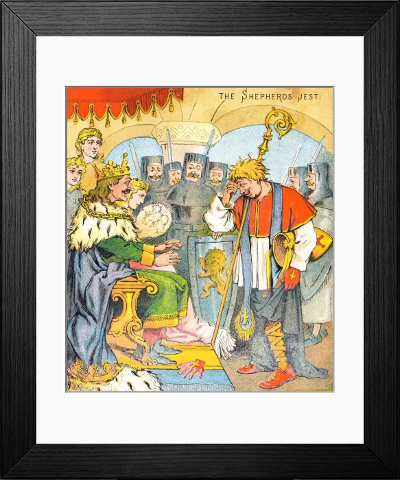 Framed Print : Antique illustration from fables picture book: The king and the abbot of Canterbury Framed Print : Antique illustration from fables picture book: The king and the abbot of Canterbury