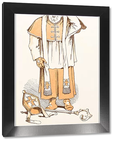 Antique illustration from fables picture book: The king and the abbot of Canterbury