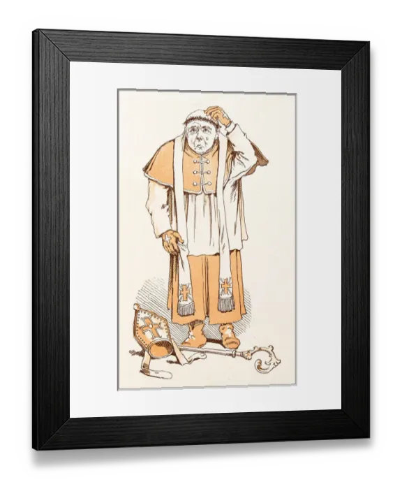Framed Print : Antique illustration from fables picture book: The king and the abbot of Canterbury
