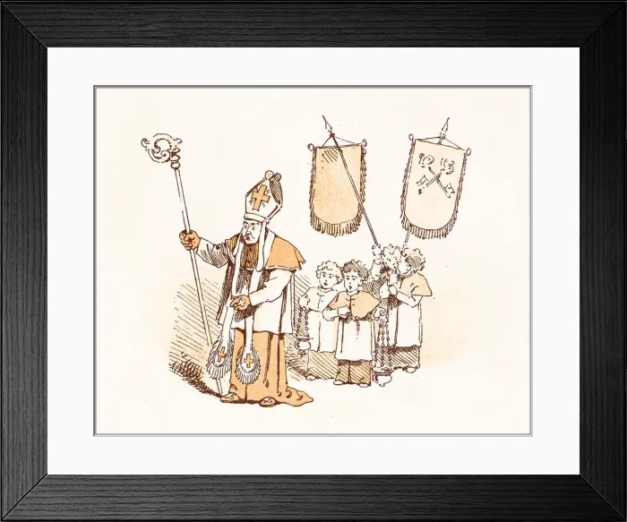 Framed Print : Antique illustration from fables picture book: The king and the abbot of Canterbury Framed Print : Antique illustration from fables picture book: The king and the abbot of Canterbury