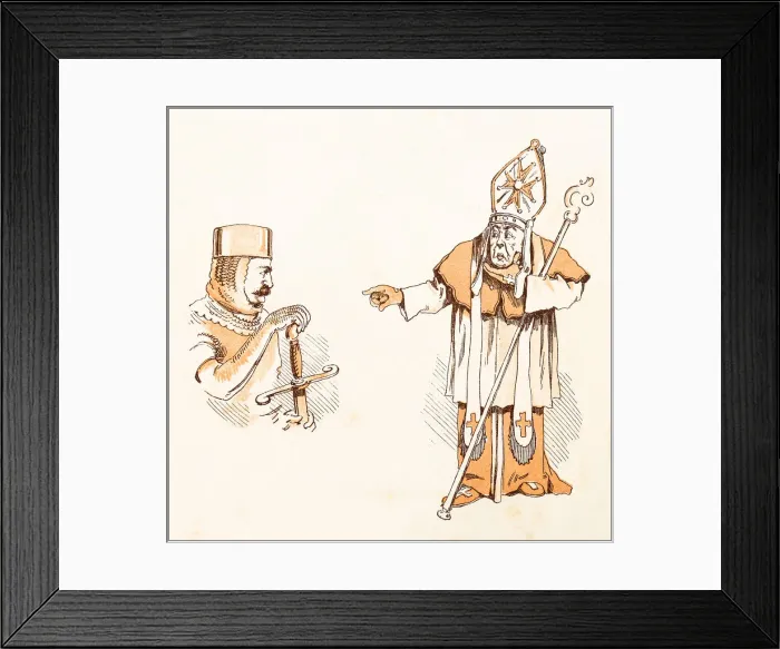 Framed Print : Antique illustration from fables picture book: The king and the abbot of Canterbury