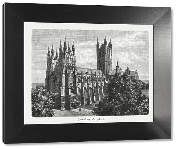 Canterbury Cathedral, Kent, England, wood engraving, published in 1897
