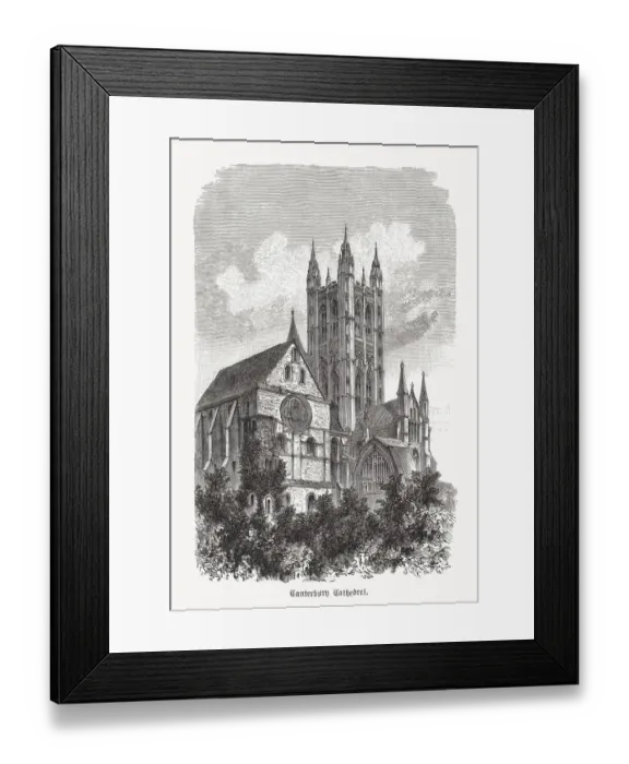 Framed Print : Historical view of Canterbury Cathedral, England, wood engraving, published 1893 Framed Print : Historical view of Canterbury Cathedral, England, wood engraving, published 1893
