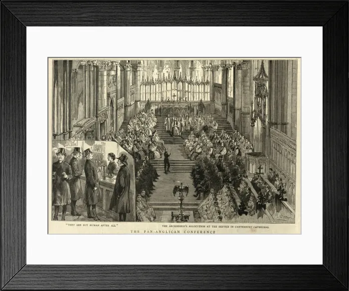 Framed Print : Archbishops allocution in Canterbury Cathedral. Clergy buying drinks at a bar