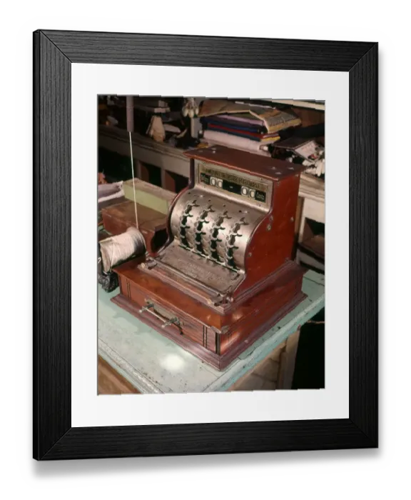 Framed Print : Turn Century Cash Register, Old Store Counter, Str Framed Print : Turn Century Cash Register, Old Store Counter, Str