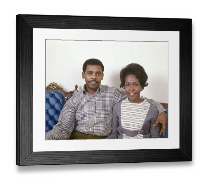 Framed Print : African-American Couple Sitting On Couch Retro 1970 1970s Framed Print : African-American Couple Sitting On Couch Retro 1970 1970s