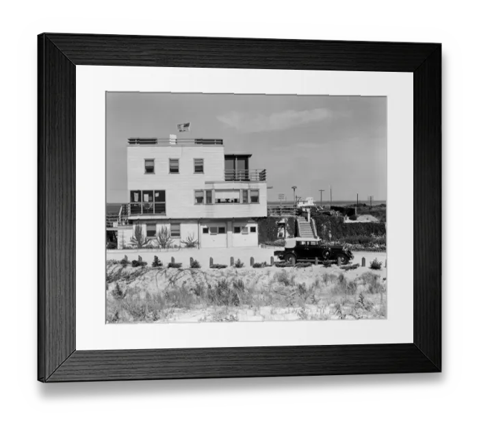 Framed Print : Beach house with two car garage, car in driveway Framed Print : Beach house with two car garage, car in driveway