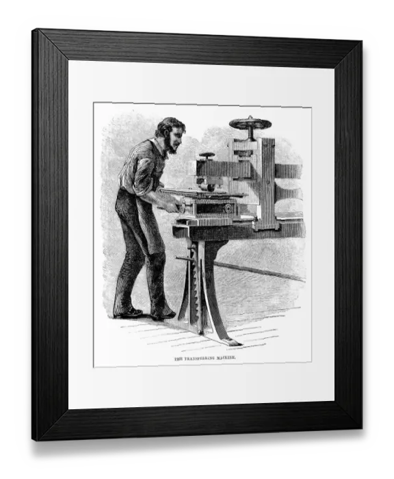 Framed Print : Victorian banknote printing - the transferring machine Framed Print : Victorian banknote printing - the transferring machine