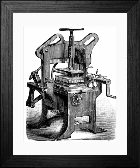 Framed Print : book production, printing press, typography Framed Print : book production, printing press, typography