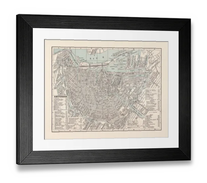Framed Print : Historical city map of Amsterdam, Netherlands, lithograph, published in 1893 Framed Print : Historical city map of Amsterdam, Netherlands, lithograph, published in 1893