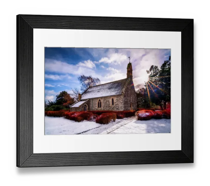 Framed Print : Rhug Chapel in the snow at Corwen Framed Print : Rhug Chapel in the snow at Corwen