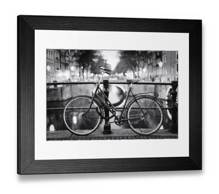 Framed Print : Black and White, Bike, Leidsegracht, Amsterdam, Holland Framed Print : Black and White, Bike, Leidsegracht, Amsterdam, Holland