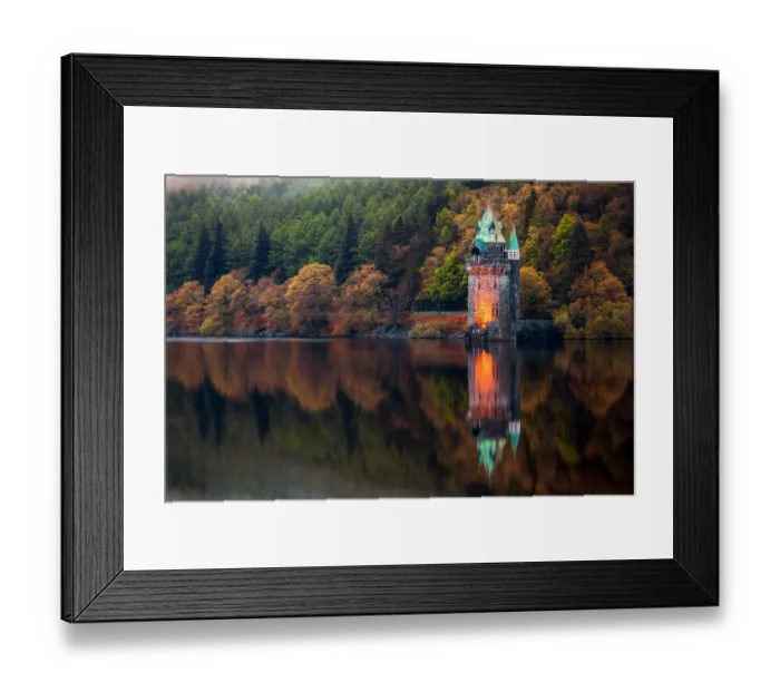 Framed Print : Sifting Tower Reflection, Lake Vyrnwy, Powys, North Wales Framed Print : Sifting Tower Reflection, Lake Vyrnwy, Powys, North Wales