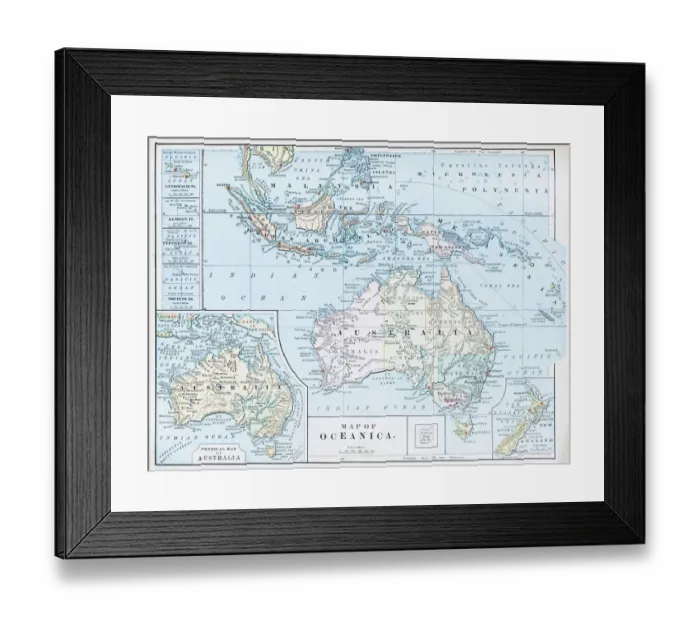 Framed Print : Antique map: Oceanica Framed Print : Antique map: Oceanica