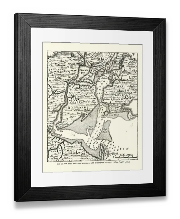 Framed Print : Map of New York in the mid 18th Century Framed Print : Map of New York in the mid 18th Century