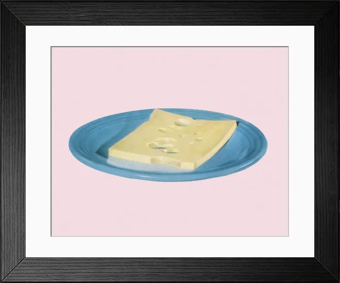 Framed Print : Slice of Cheese on a Plate Framed Print : Slice of Cheese on a Plate