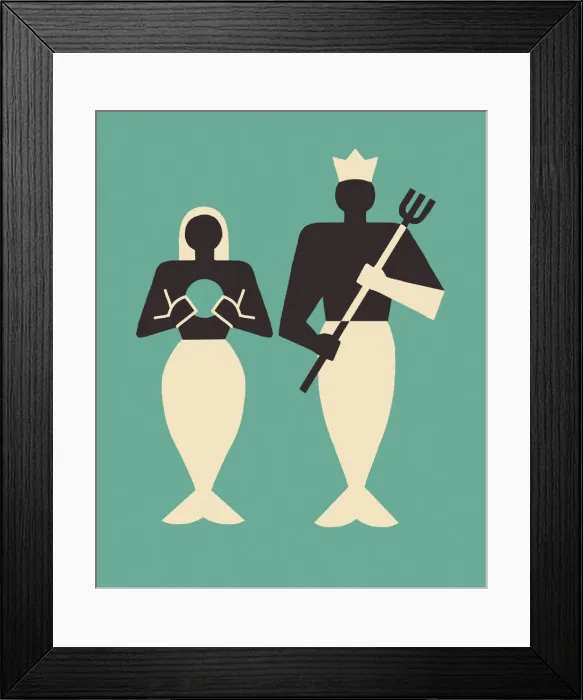 Framed Print : Mermaid and Neptune Framed Print : Mermaid and Neptune