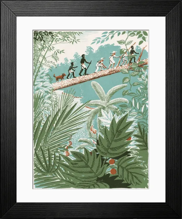Framed Print : People Walking on a Log in the Jungle Framed Print : People Walking on a Log in the Jungle