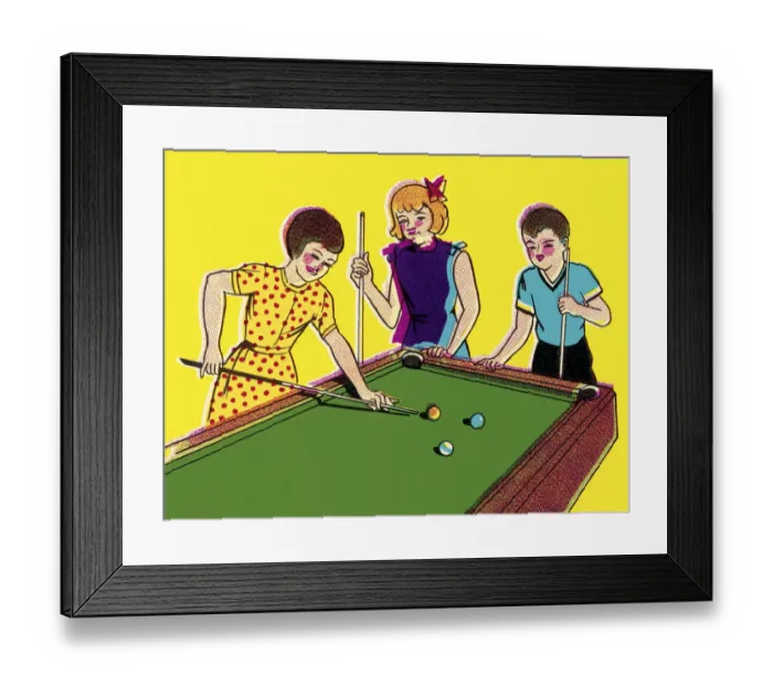Framed Print : Three Children Playing Pool Framed Print : Three Children Playing Pool