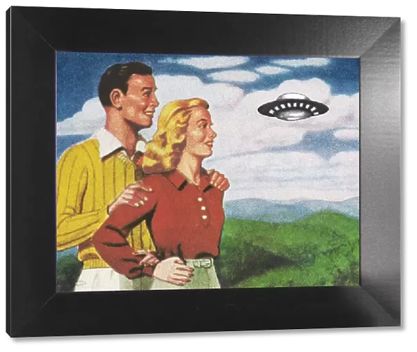 Happy Couple Watching a UFO