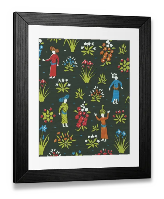 Framed Print : Pattern of Women in a Garden