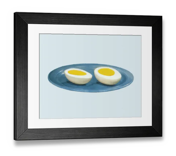 Framed Print : Hard Boiled Egg on a Plate Framed Print : Hard Boiled Egg on a Plate