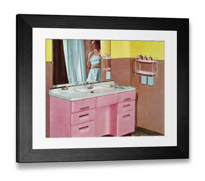 Framed Print : Bathroom Sink and Mirror Framed Print : Bathroom Sink and Mirror