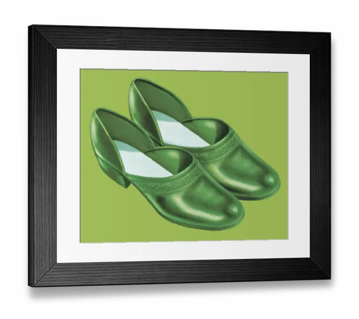 Framed Print : Green Slippers